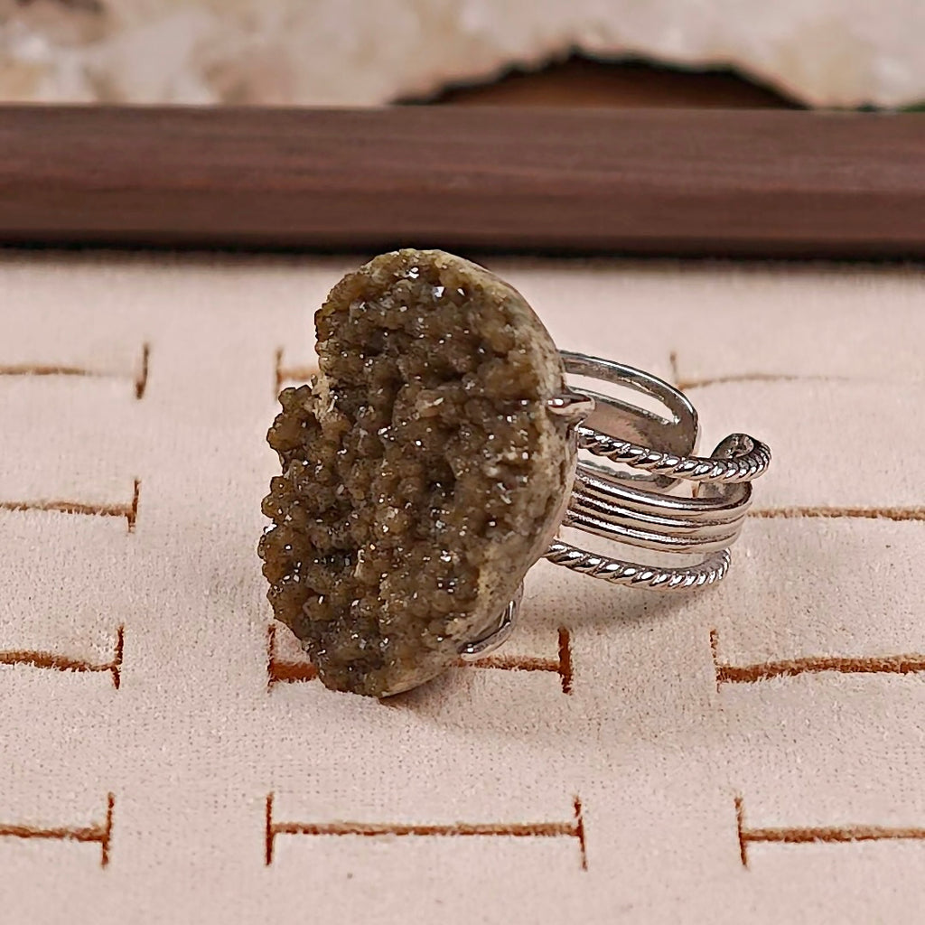 Raw Andradite Adjustable Ring – Natural Mineral Stone Ring, Handmade One of a Kind Jewelry-023