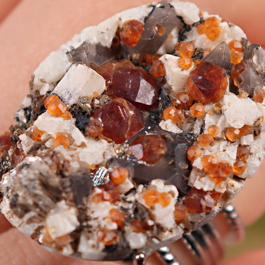 Raw Garnet Adjustable Ring – Natural Mineral Stone Ring, Handmade One of a Kind Jewelry-024