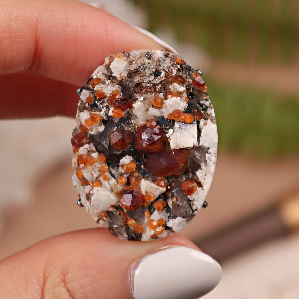 Raw Garnet Adjustable Ring – Natural Mineral Stone Ring, Handmade One of a Kind Jewelry-024