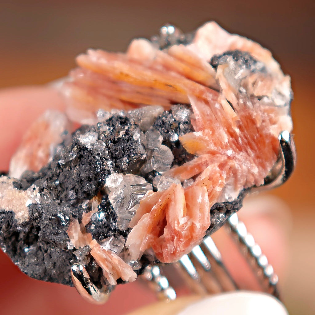 Raw Cerussite Adjustable Ring – Natural Mineral Stone Ring, Handmade One of a Kind Jewelry-026