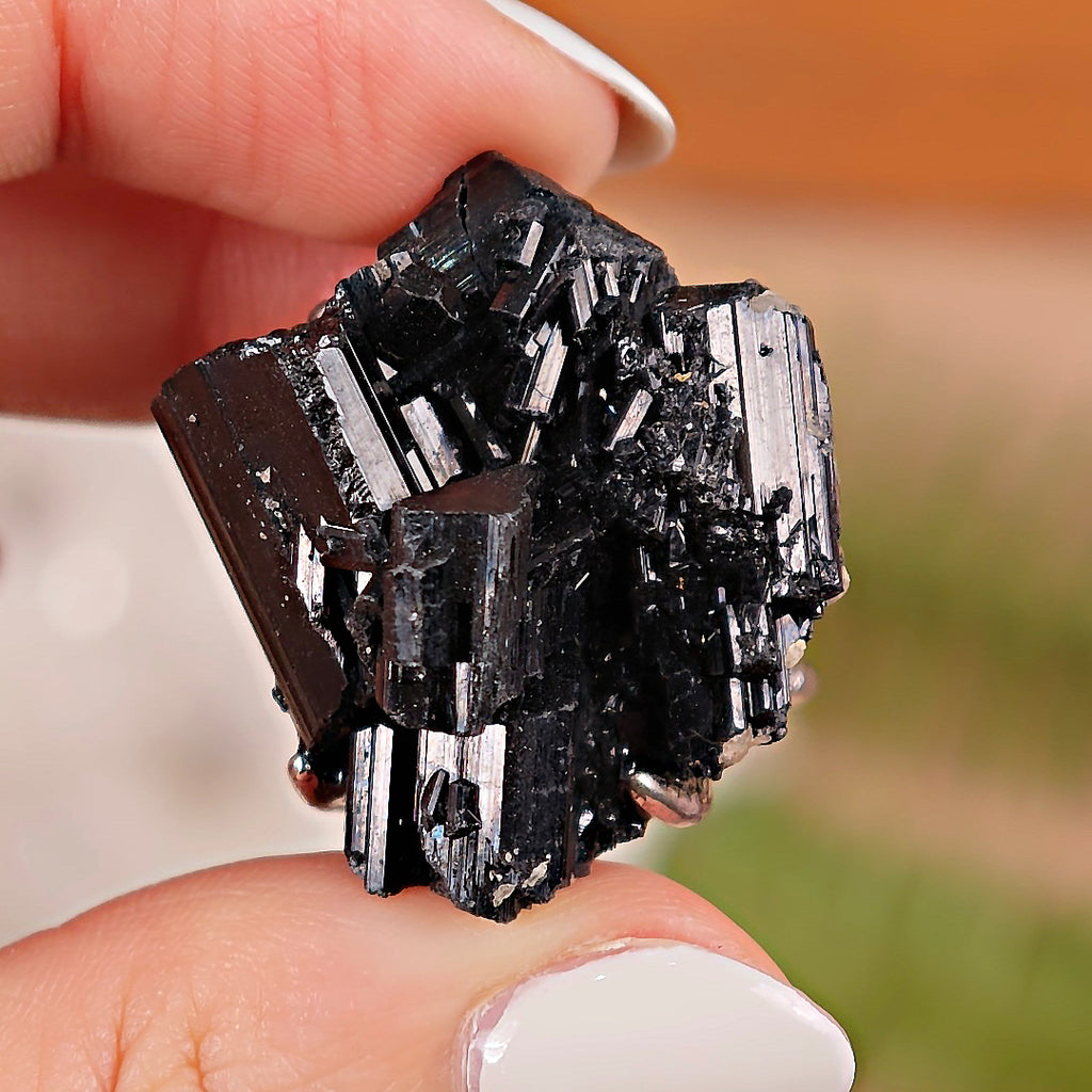 Raw Schorl Adjustable Ring – Natural Mineral Stone Ring, Handmade One of a Kind Jewelry-027