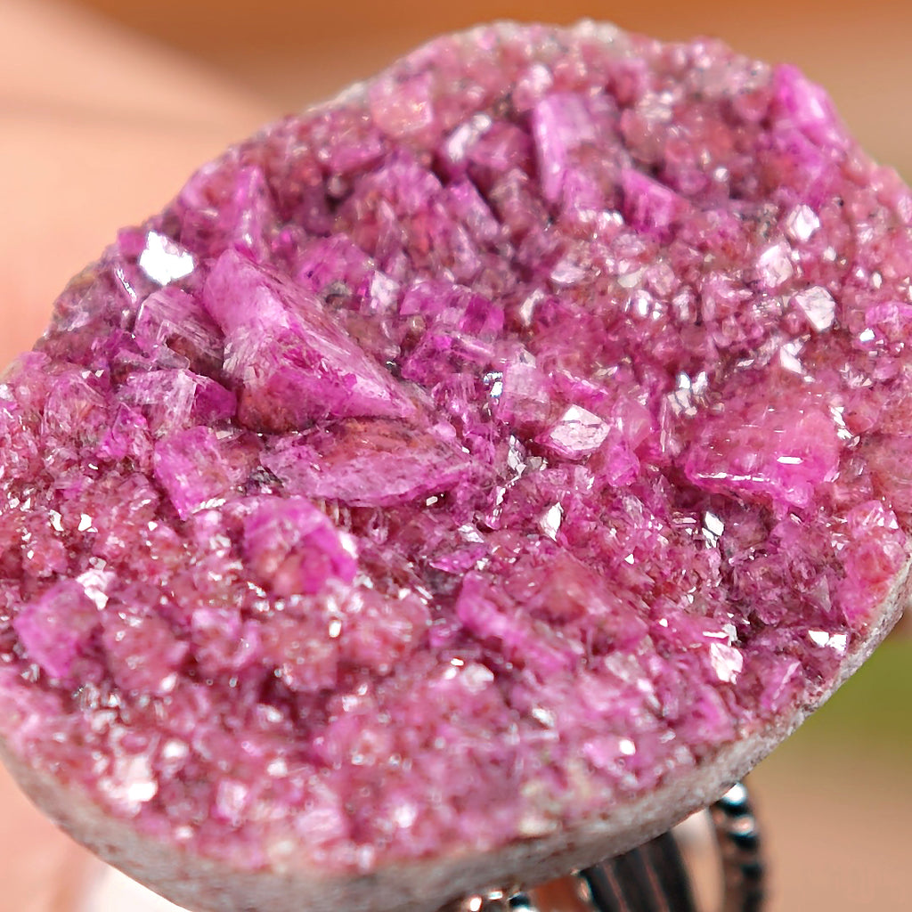 Raw Cobaltoan Calcite Adjustable Ring – Natural Mineral Stone Ring, Handmade One of a Kind Jewelry-028