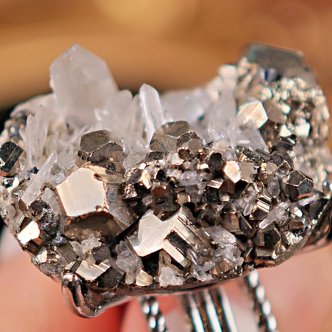 Raw Chalcopyrite Adjustable Ring – Natural Mineral Stone Ring, Handmade One of a Kind Jewelry-005