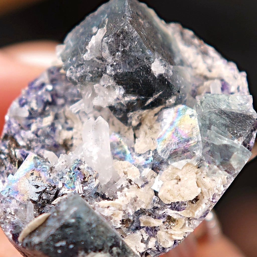 Raw Phantom Fluorite Adjustable Ring – Natural Mineral Stone Ring, Handmade One of a Kind Jewelry-004