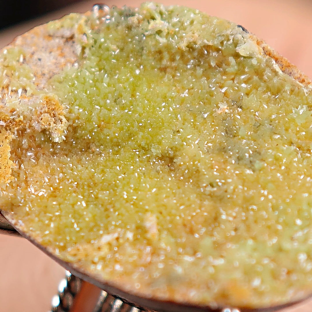Raw Pyromorphite Adjustable Ring – Natural Mineral Stone Ring, Handmade One of a Kind Jewelry-003