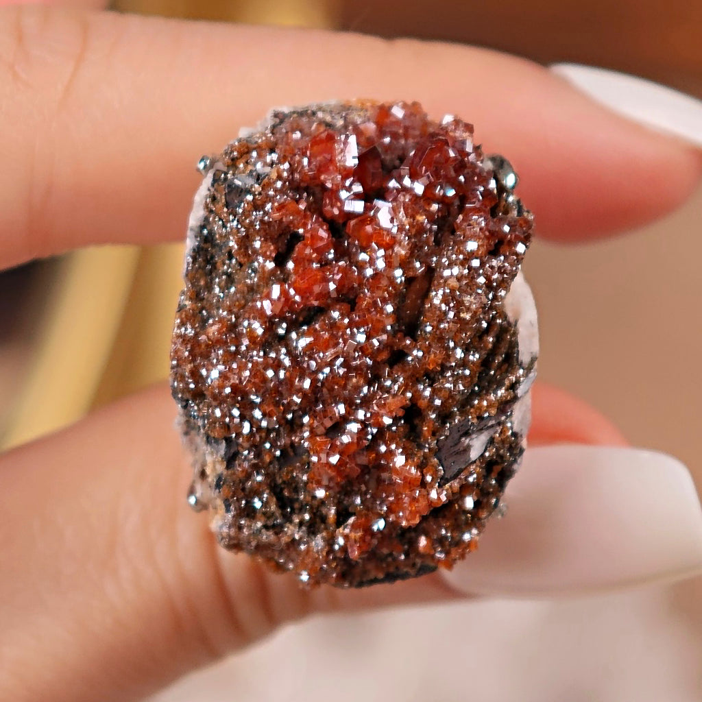 Raw Vanadinite Adjustable Ring – Natural Mineral Stone Ring, Handmade One of a Kind Jewelry-001