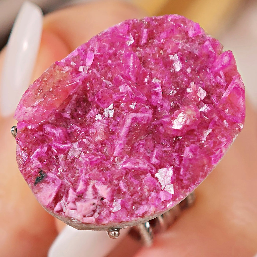 Raw Cobaltoan Calcite Adjustable Ring – Natural Mineral Stone Ring, Handmade One of a Kind Jewelry-039