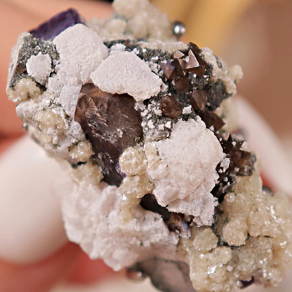 Raw Fluorite&Smoky Quartz&Mica Adjustable Ring – Natural Mineral Stone Ring, Handmade One of a Kind Jewelry-040