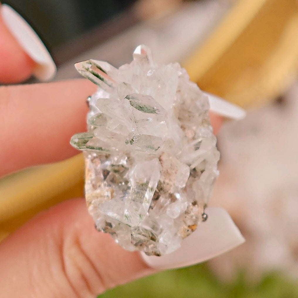 Raw Green Phantom Quartz Adjustable Ring – Natural Mineral Stone Ring, Handmade One of a Kind Jewelry-044