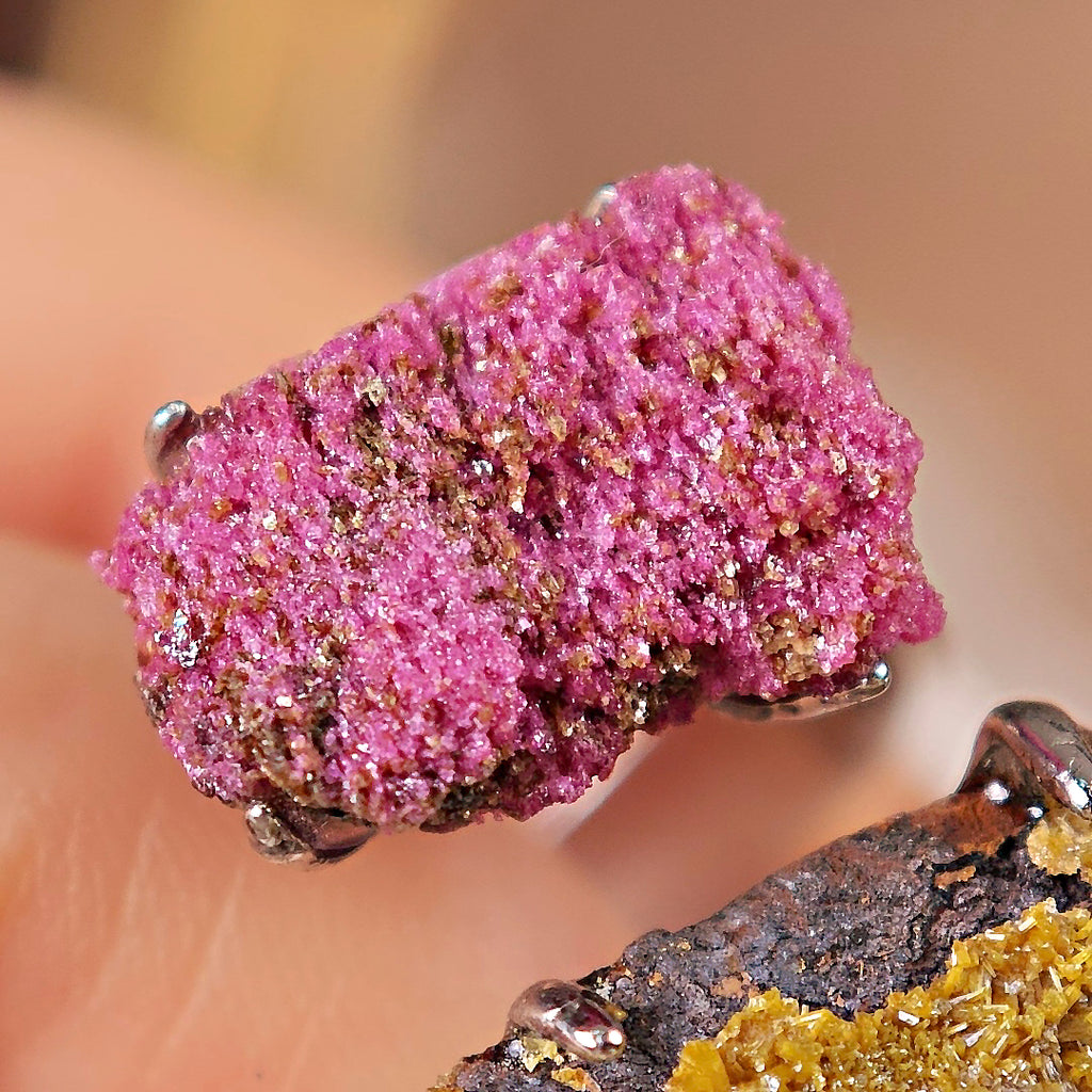 Raw Pyromorphite&Corundum Adjustable Ring – Natural Mineral Stone Ring, Handmade One of a Kind Jewelry-049