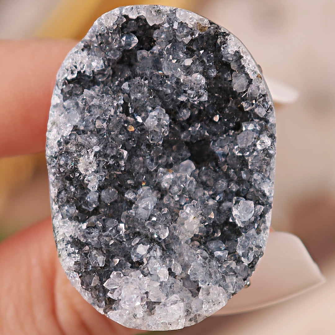 Raw Druzy Quartz Adjustable Ring – Natural Mineral Stone Ring, Handmade One of a Kind Jewelry-061