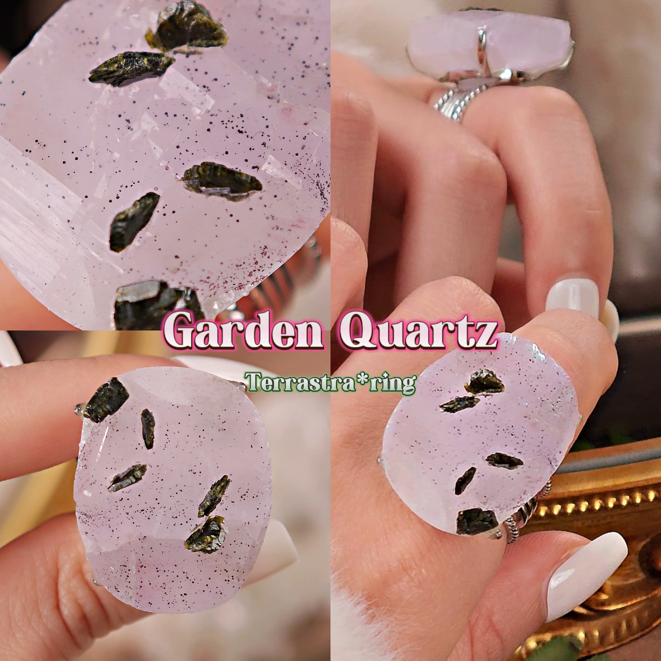 Raw Garden Quartz Adjustable Ring – Natural Mineral Stone Ring, Handmade One of a Kind Jewelry-062