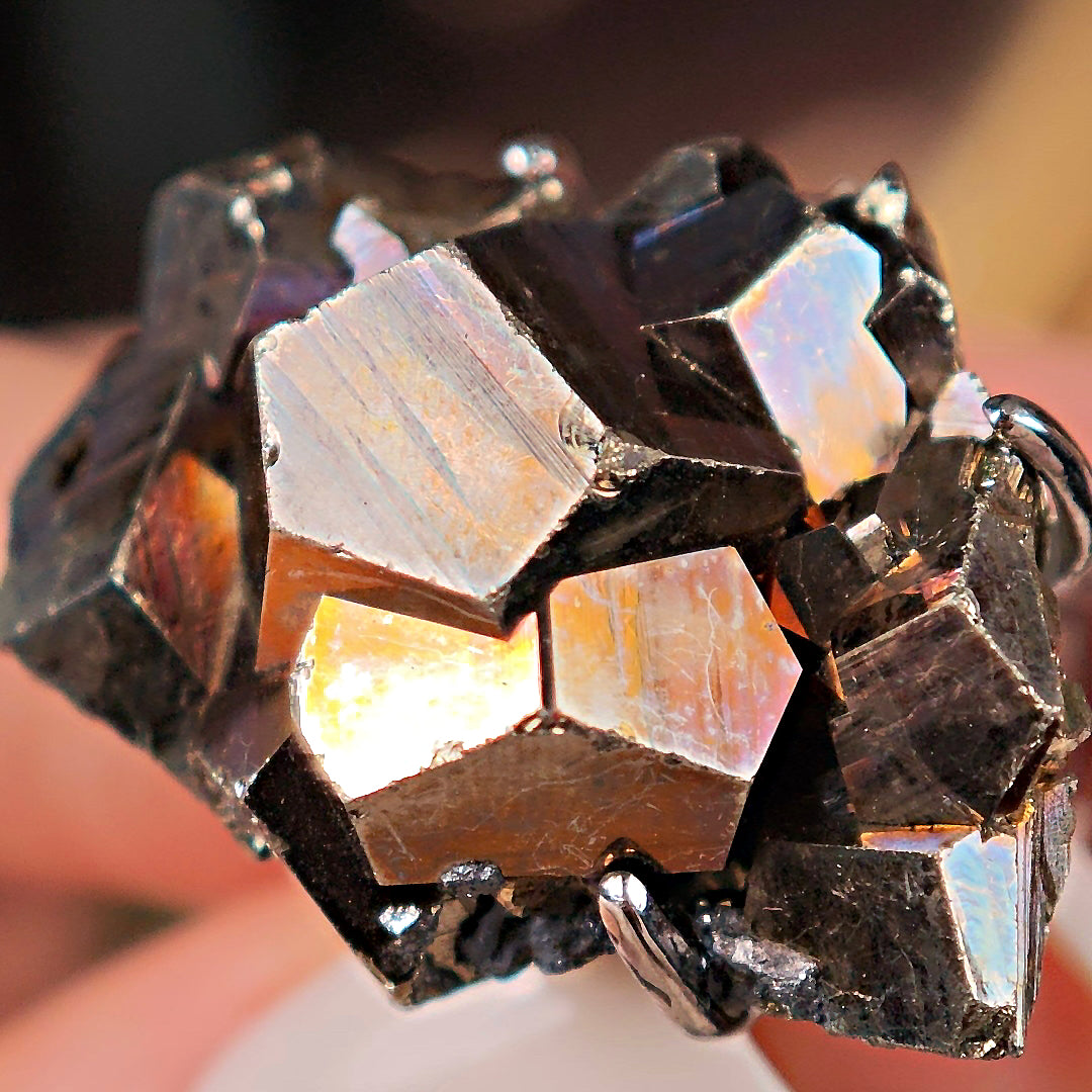 Raw Chalcopyrite Adjustable Ring – Natural Mineral Stone Ring, Handmade One of a Kind Jewelry-069