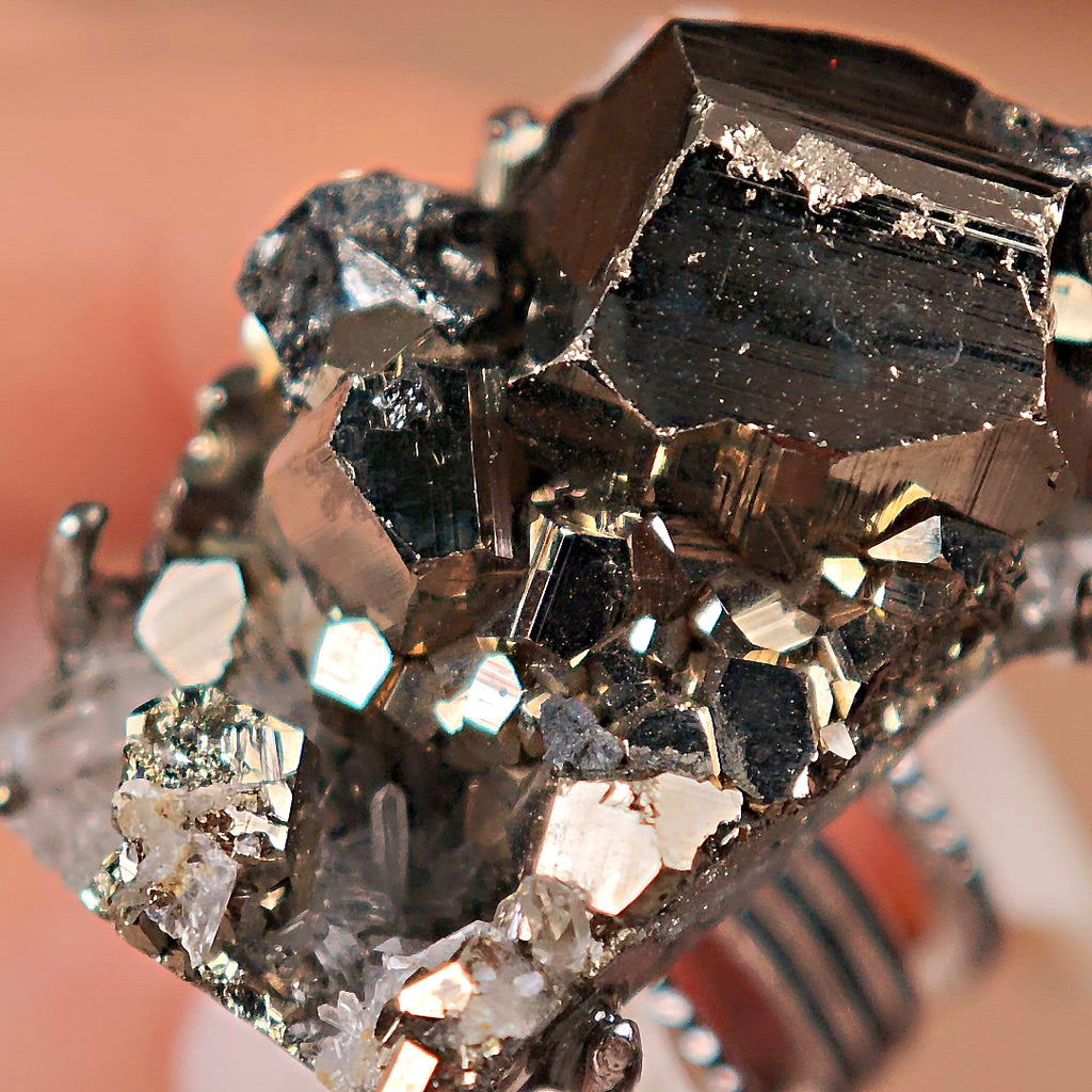 Raw Chalcopyrite Adjustable Ring – Natural Mineral Stone Ring, Handmade One of a Kind Jewelry-071