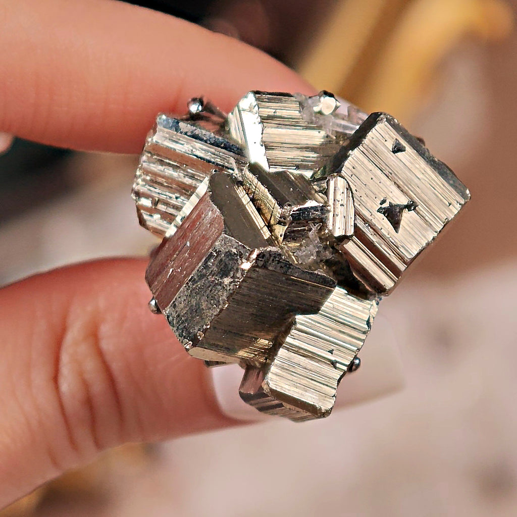 Raw Chalcopyrite Adjustable Ring – Natural Mineral Stone Ring, Handmade One of a Kind Jewelry-072