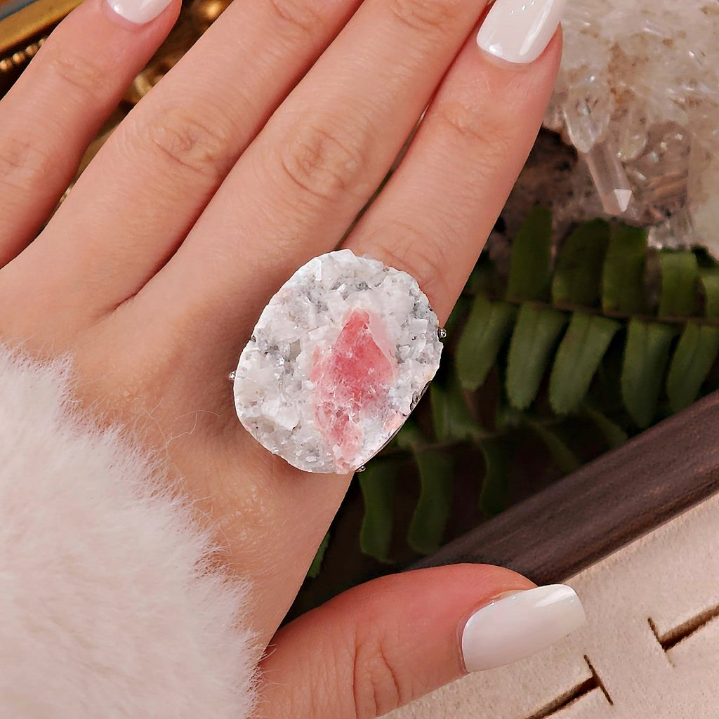 Raw Purpurite Adjustable Ring – Natural Mineral Stone Ring, Handmade One of a Kind Jewelry-077