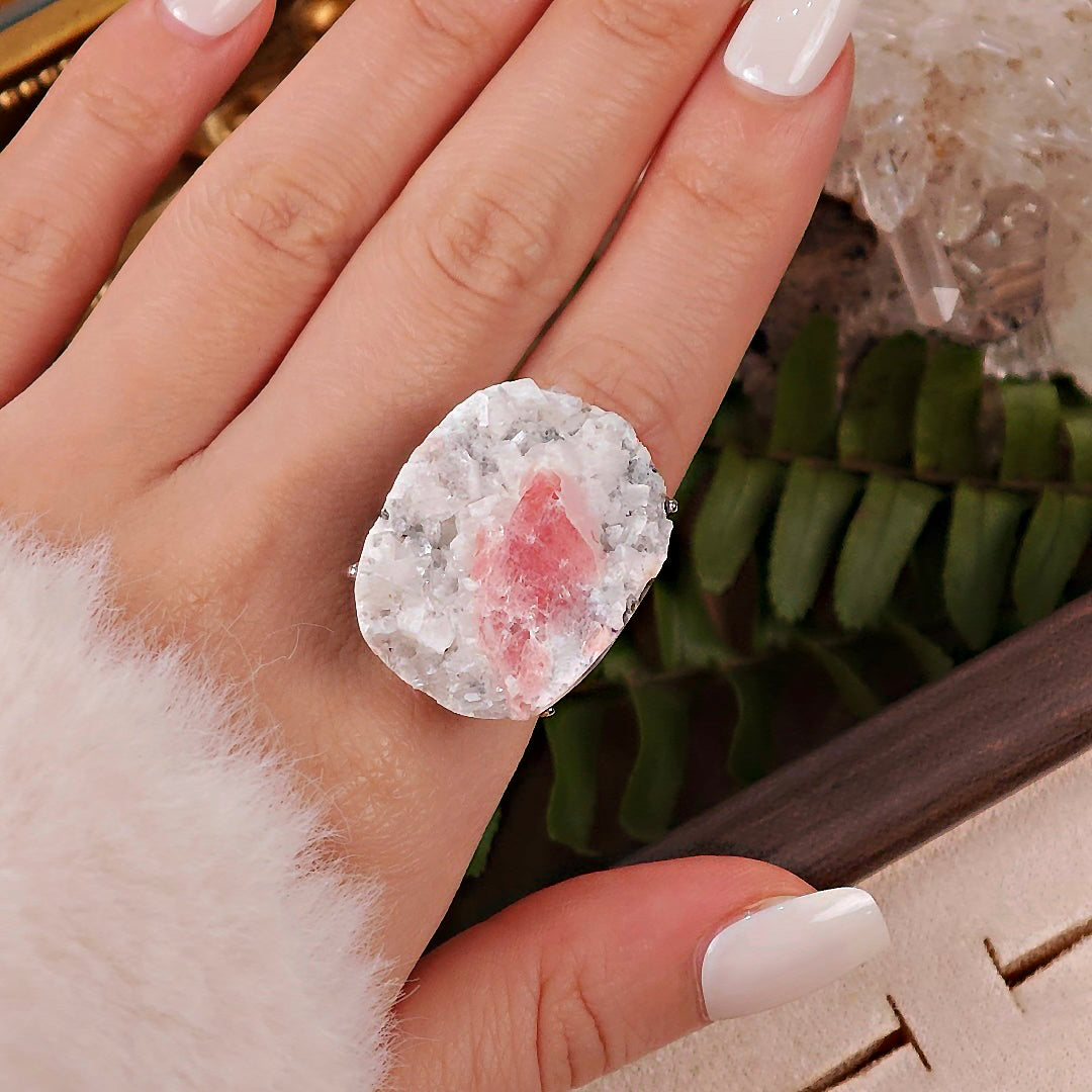 Raw Purpurite Adjustable Ring – Natural Mineral Stone Ring, Handmade One of a Kind Jewelry-077