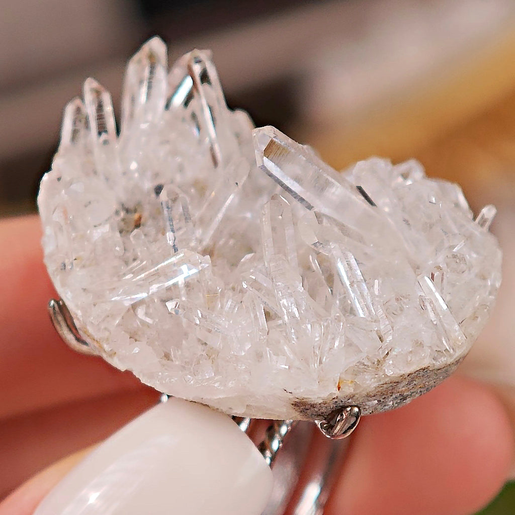 Raw White Crystal Adjustable Ring – Natural Mineral Stone Ring, Handmade One of a Kind Jewelry-078