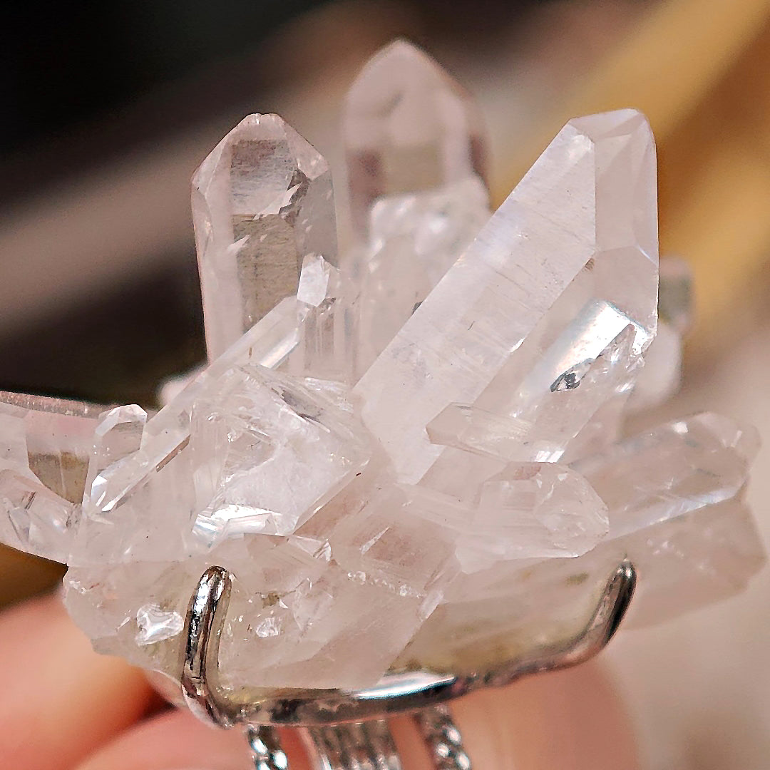 Raw White Crystal Adjustable Ring – Natural Mineral Stone Ring, Handmade One of a Kind Jewelry-079