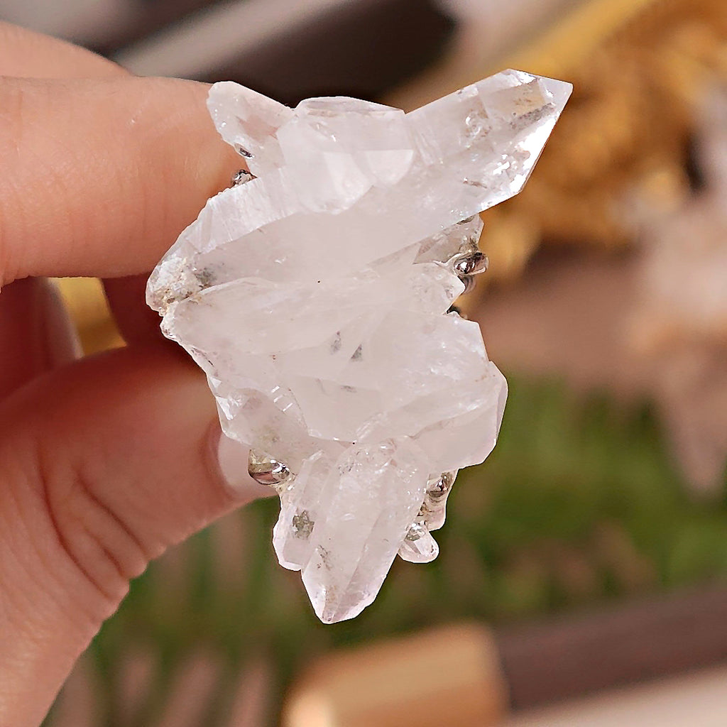 Raw White Crystal Adjustable Ring – Natural Mineral Stone Ring, Handmade One of a Kind Jewelry-083