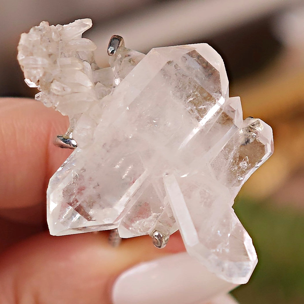 Raw White Crystal Adjustable Ring – Natural Mineral Stone Ring, Handmade One of a Kind Jewelry-084