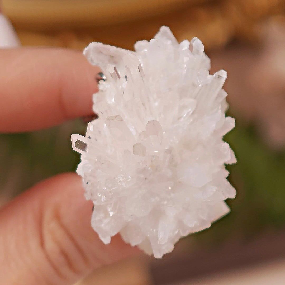 Raw White Crystal Adjustable Ring – Natural Mineral Stone Ring, Handmade One of a Kind Jewelry-085