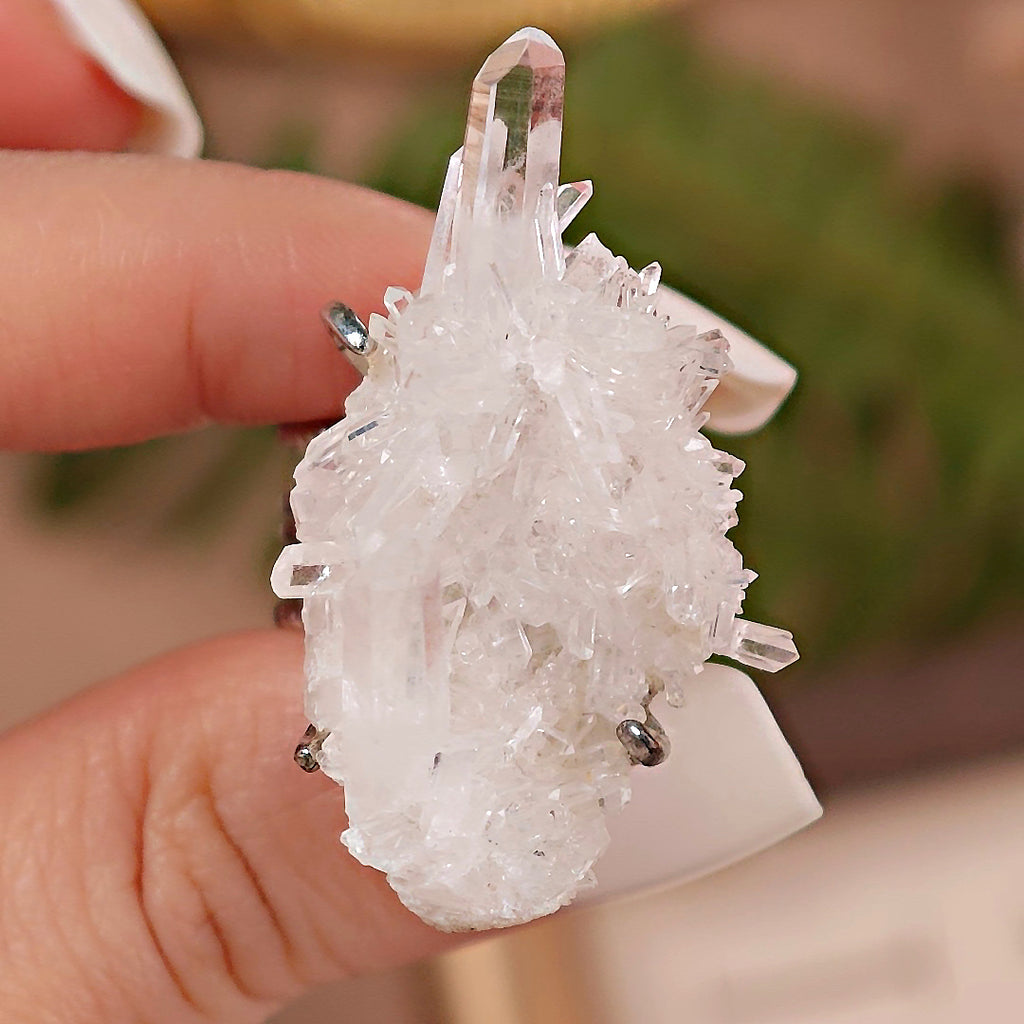 Raw White Crystal Adjustable Ring – Natural Mineral Stone Ring, Handmade One of a Kind Jewelry-088