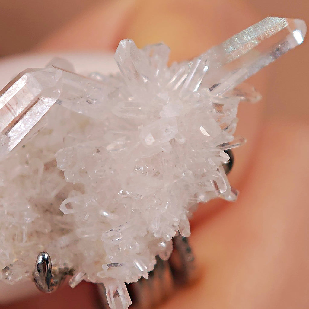 Raw White Crystal Adjustable Ring – Natural Mineral Stone Ring, Handmade One of a Kind Jewelry-088