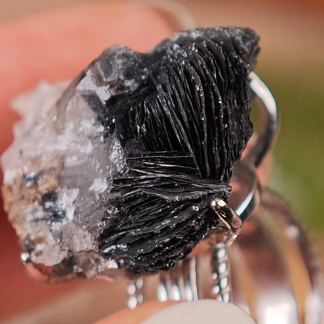 Raw specular Adjustable Ring – Natural Mineral Stone Ring, Handmade One of a Kind Jewelry-009