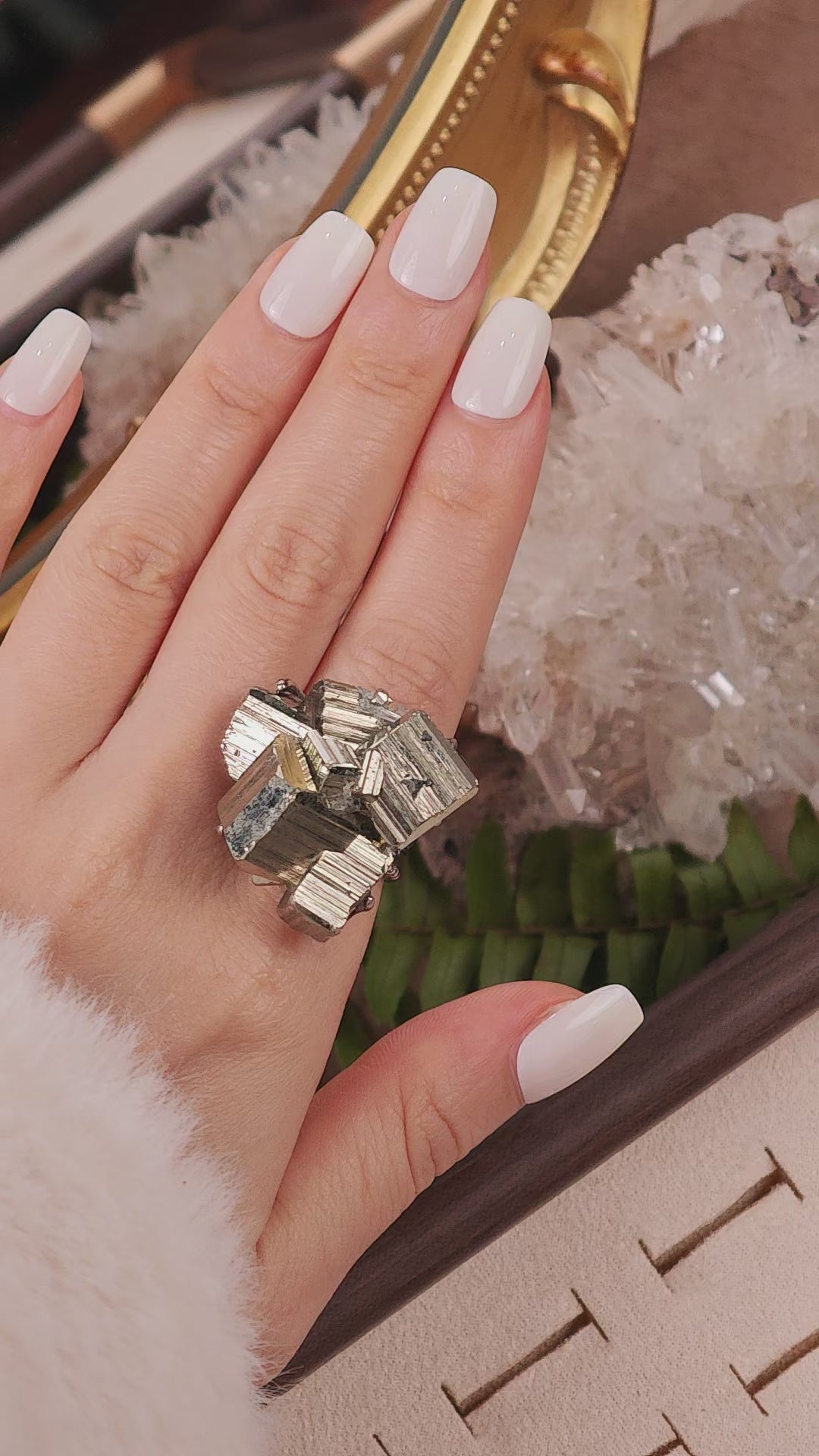 Raw Chalcopyrite Adjustable Ring – Natural Mineral Stone Ring, Handmade One of a Kind Jewelry-072