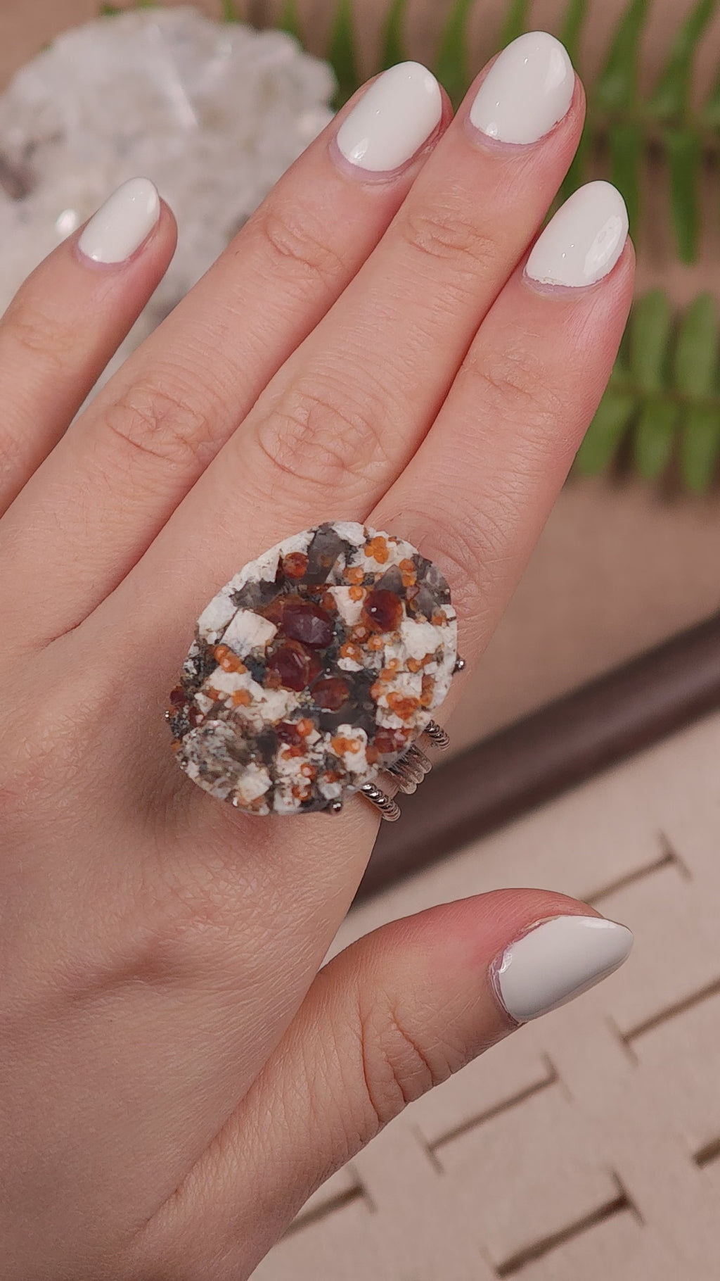 Raw Garnet Adjustable Ring – Natural Mineral Stone Ring, Handmade One of a Kind Jewelry-024