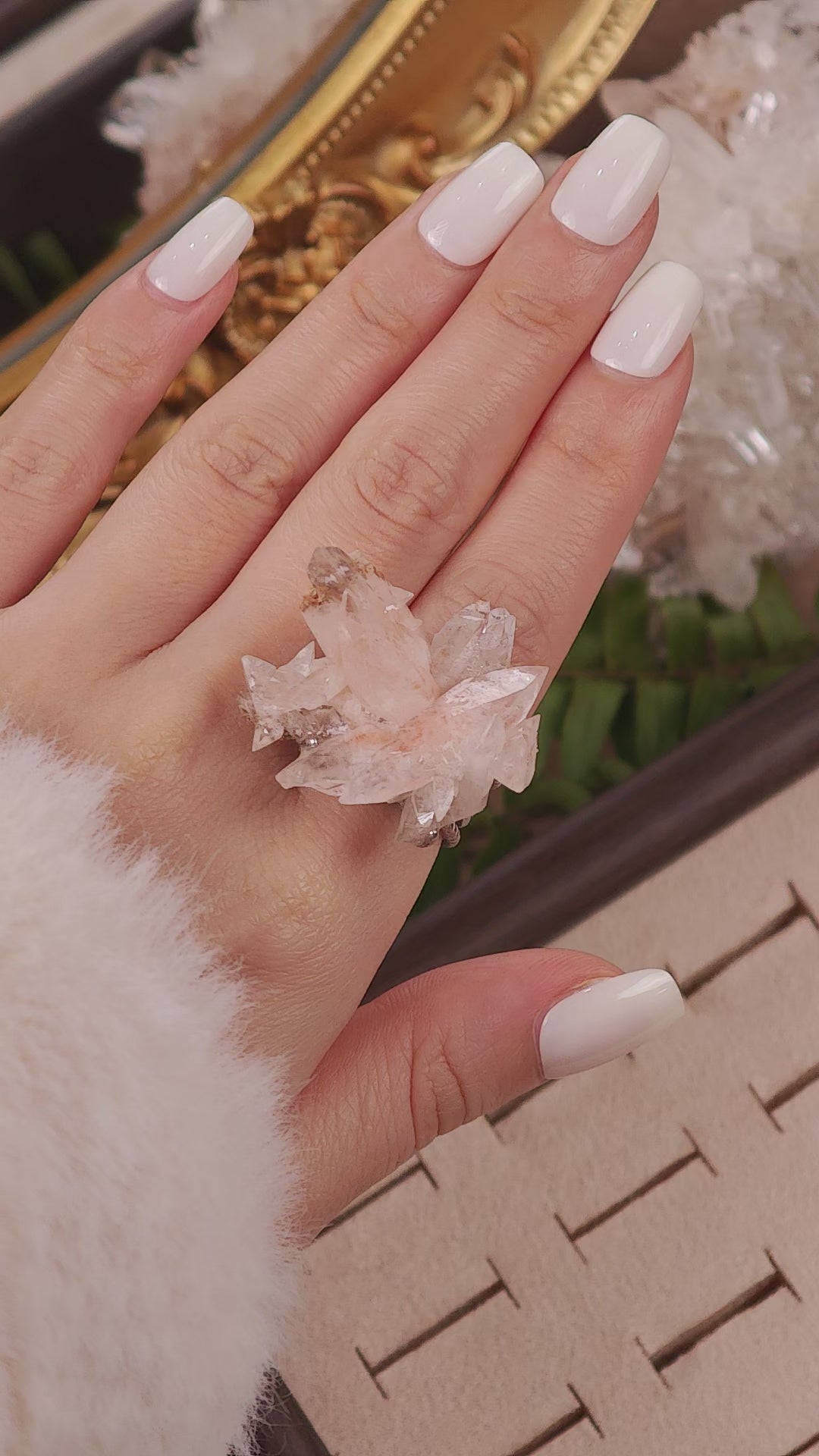 Raw Pink Calcite Adjustable Ring – Natural Mineral Stone Ring, Handmade One of a Kind Jewelry-064