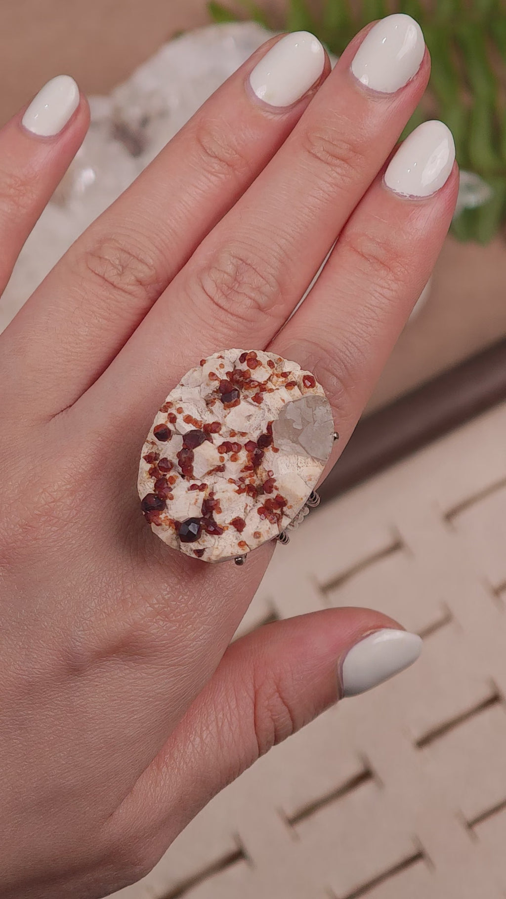 Raw Garnet Adjustable Ring – Natural Mineral Stone Ring, Handmade One of a Kind Jewelry-015